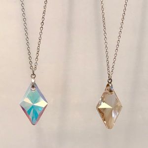 NWT Swarovski crystal diamond shaped pendants
